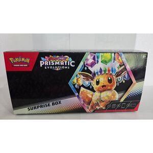 Pokemon Prismatic Evolutions Surprise Box, Dice, Condition Markers, Card Divider